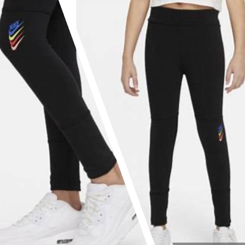 Nike Sportswear Essential Girl’s Sz‎ L Black Graphic Leggings